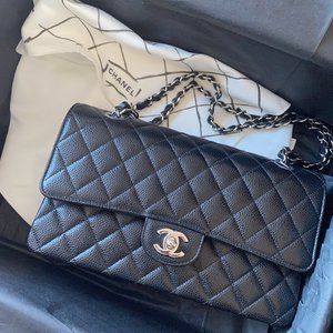 Chanel CF medium silver button single shoulder cha